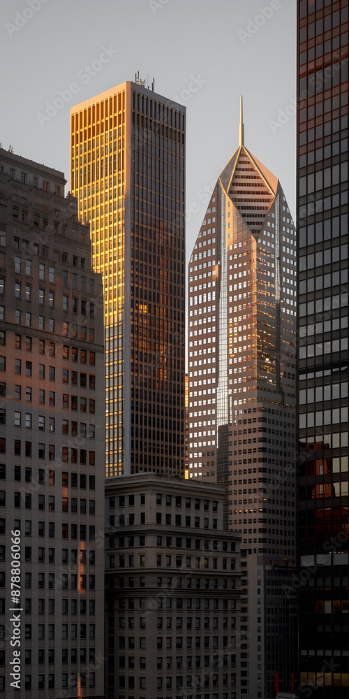 Edifícios de escritórios modernos ao pôr do sol Edifícios de escritórios modernos ao pôr do sol