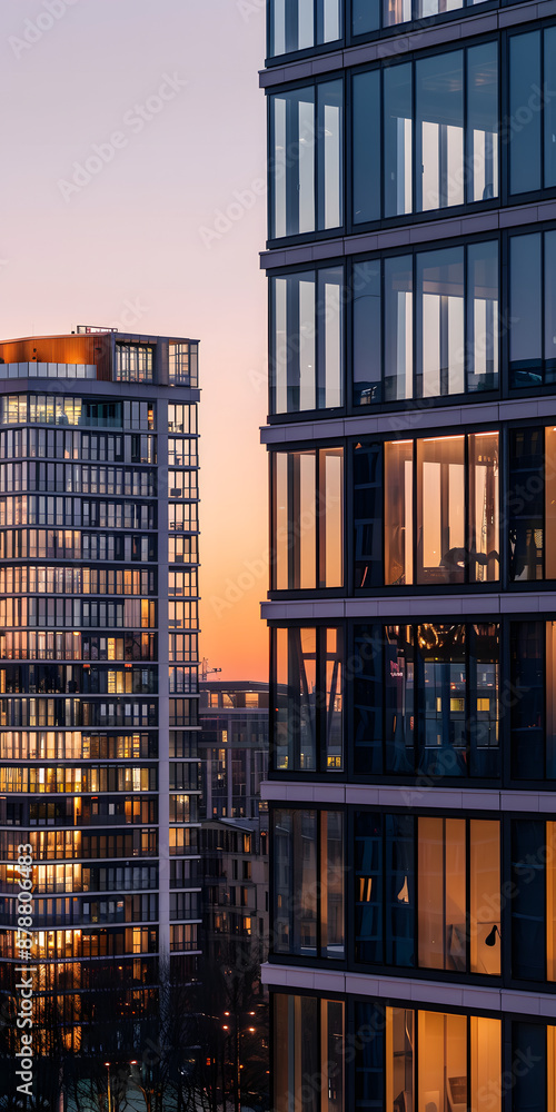 Edifícios de Escritórios Modernos com Exteriores de Vidro Edifícios de Escritórios Modernos com Exteriores de Vidro