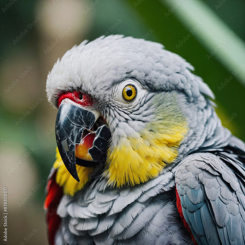 Fototapeta premium Yellow-collared macaw with striking plumage in the forest