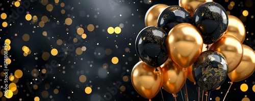 Wallpaper Mural Dark background with gold and black balloons and bokeh lights, perfect for a celebration design. Torontodigital.ca