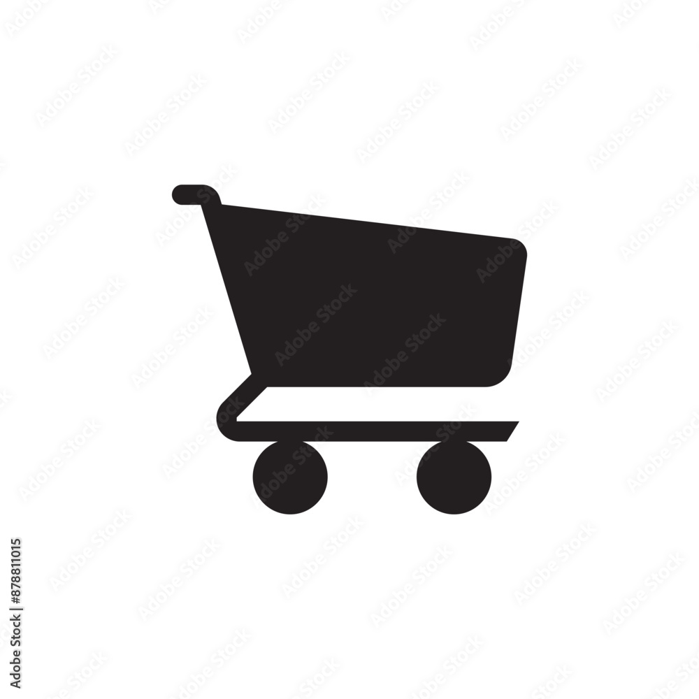 shopping trolley icon vector. purchase cart symbol in black silhouette shopping trolley icon vector. purchase cart symbol in black silhouette