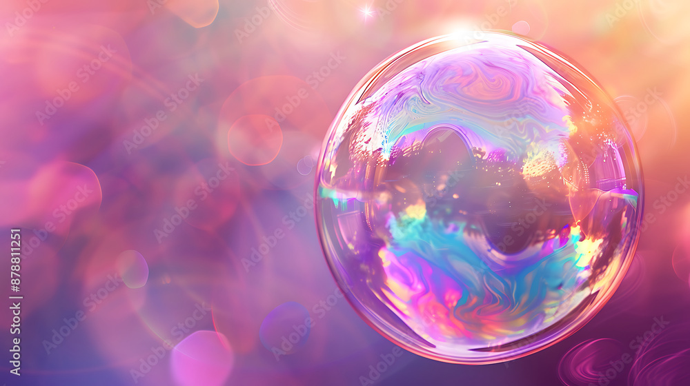 A large iridescent bubble floats against a pink and purple bokeh background, evoking a dreamy, whimsical, and magical atmosphere.
A large iridescent bubble floats against a pink and purple bokeh background, evoking a dreamy, whimsical, and magical atmosphere.