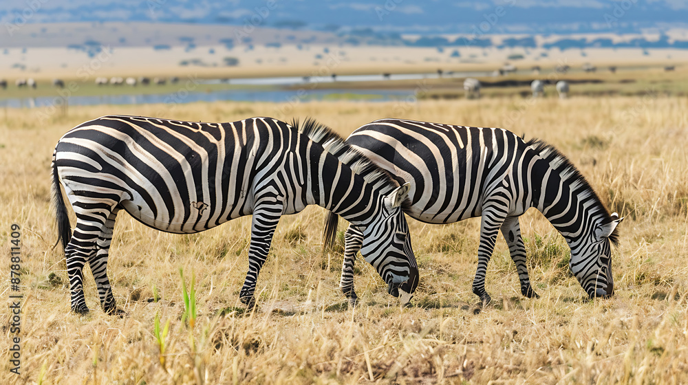 Two zebras, black and white stripes, brown grass, African wildlife, a beautiful moment of nature.
Two zebras, black and white stripes, brown grass, African wildlife, a beautiful moment of nature.