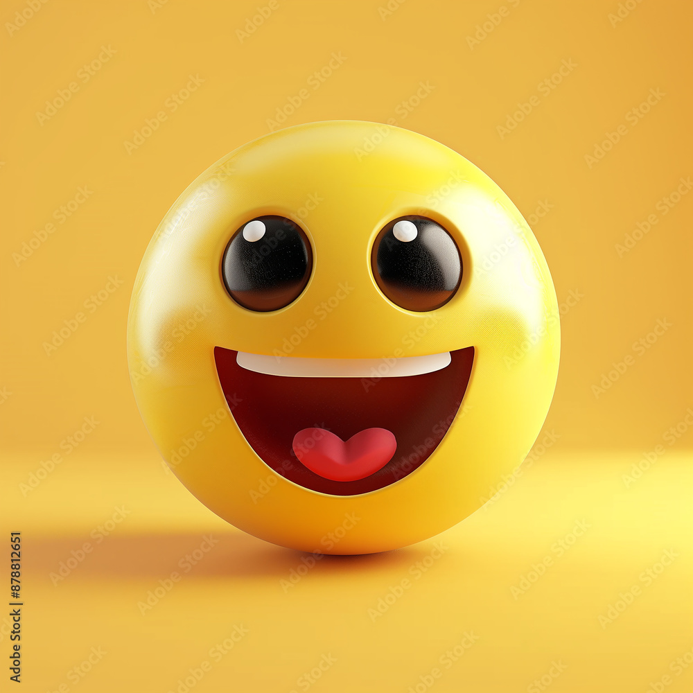 Fototapeta premium 3D rendering cute smiley face emoji 