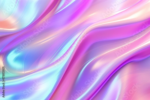 Abstract holographic neon foil background with iridescent colors and copy space.
