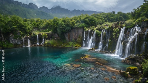 Waterfalls at petrohue located down of jesus los padres lakes