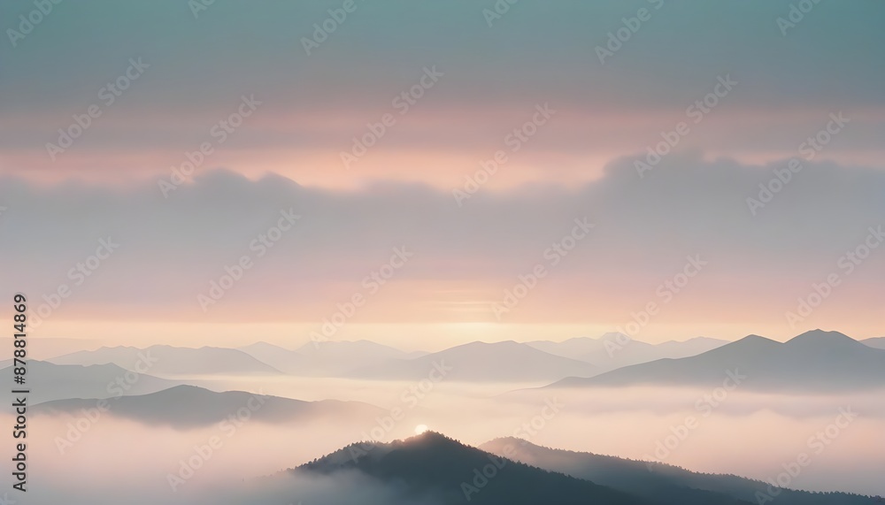 mountain layers and sunrise view in cold and foggy weather. mountain layers and sunrise view in cold and foggy weather.
