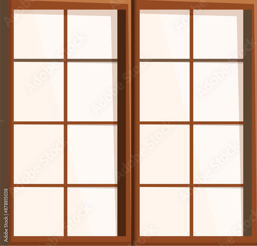 This illustration features a traditional japanese shoji window, crafted from rich brown wood and translucent paper, inviting tranquility and natural light