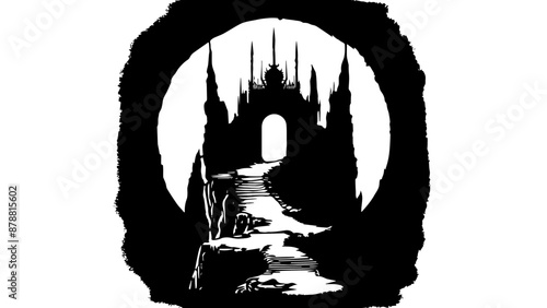 silhouette of the gates of Hell