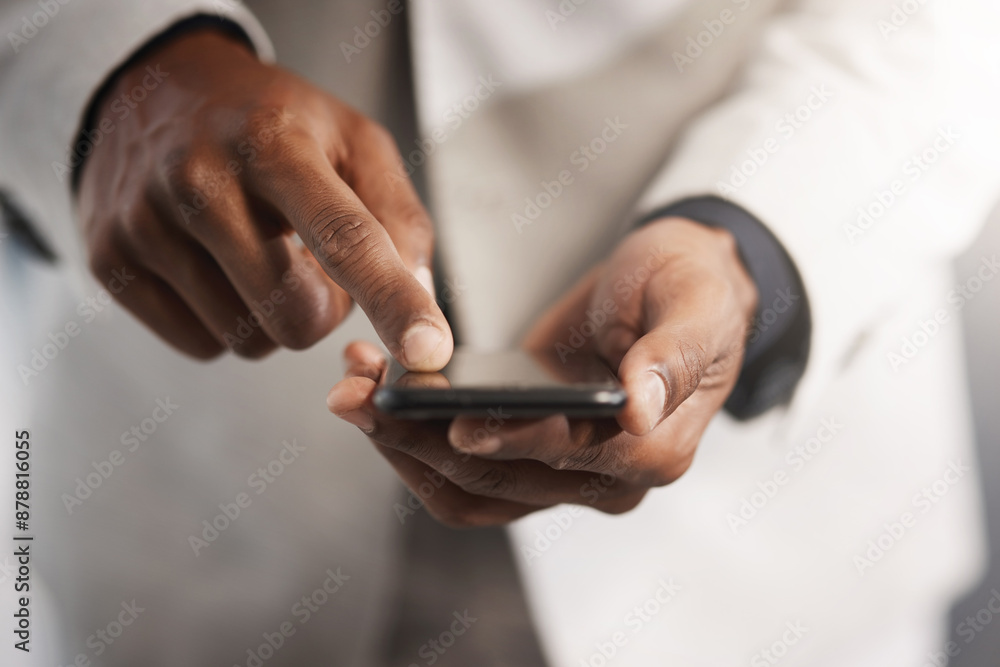 Cellphone, hand and businessman with contact communication for networking with investment client. Phone, information and closeup of financial advisor scroll on mobile app for stock market research. Cellphone, hand and businessman with contact communication for networking with investment client. Phone, information and closeup of financial advisor scroll on mobile app for stock market research.