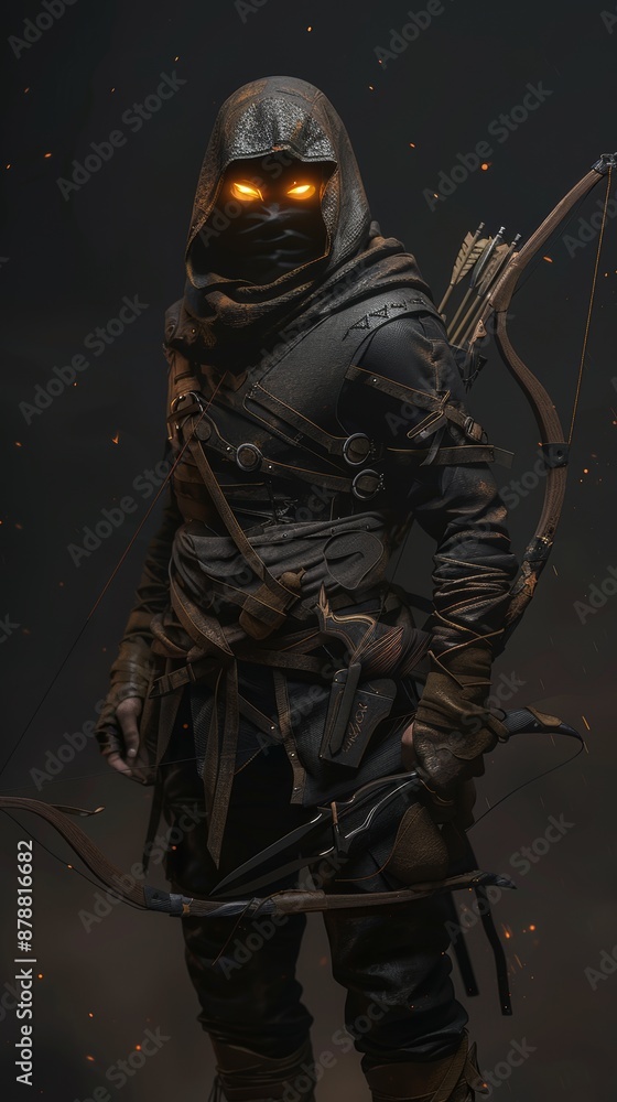 Naklejka premium Battle the Mortal Kombat Hero armed with a fire bow and battle armor