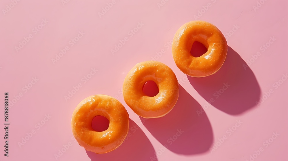 Wonderful orange doughnuts solitary on the pink Wonderful orange doughnuts solitary on the pink