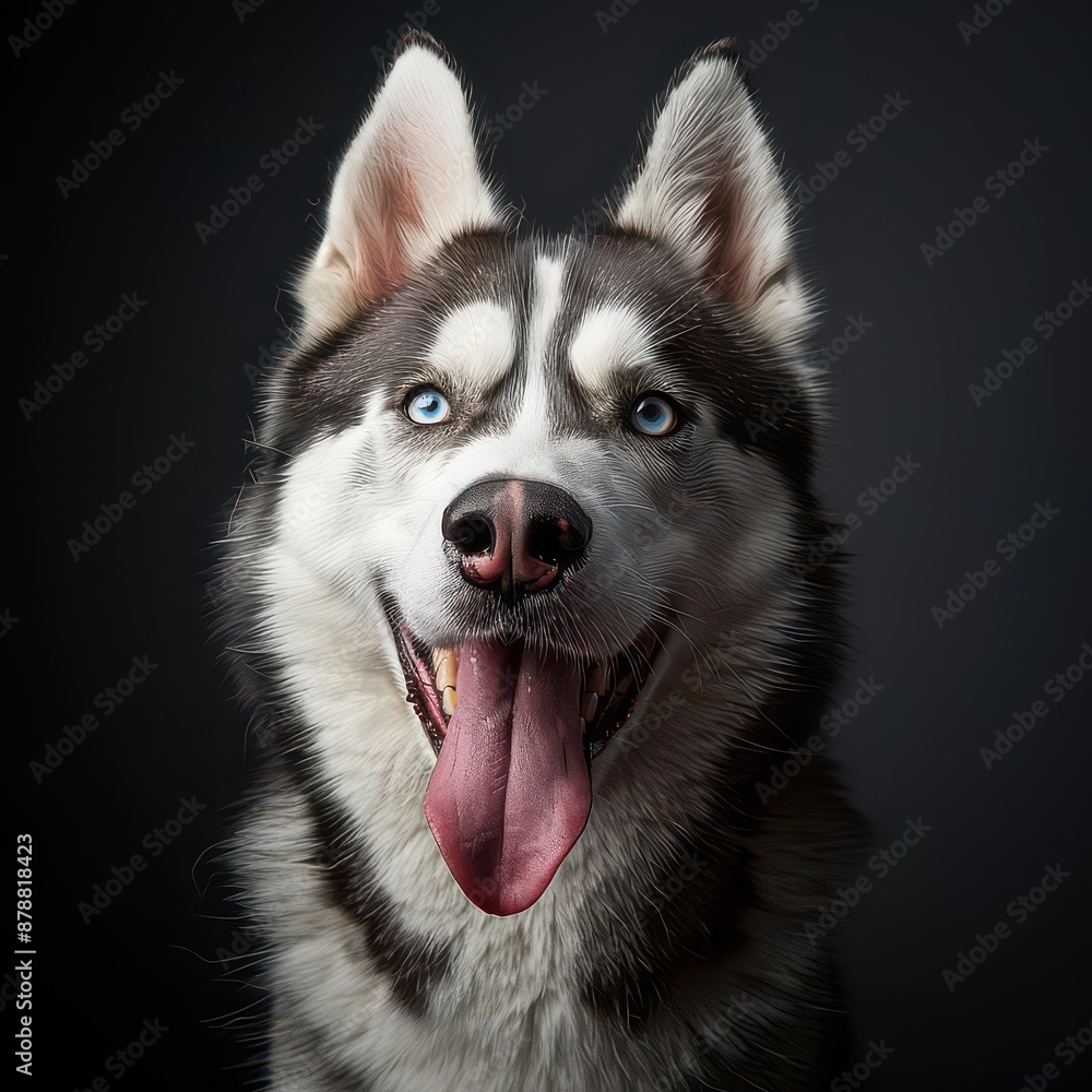 Studio Portrait of Husky Dog Photo Studio Portrait of Husky Dog Photo