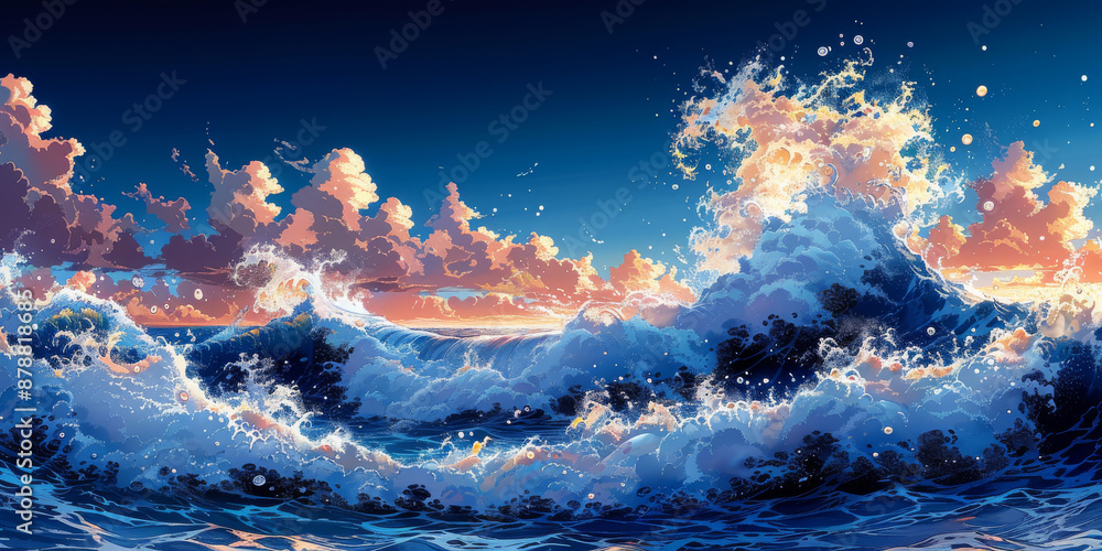 青い海と白い砂浜の水彩画 青い海と白い砂浜の水彩画