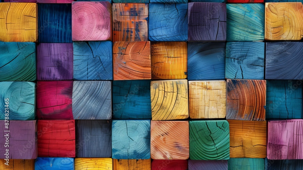 The background is a wood aged architecture texture with abstract block stacks on the wall, a colorful abstract wood texture for the backdrop. The background is a wood aged architecture texture with abstract block stacks on the wall, a colorful abstract wood texture for the backdrop.