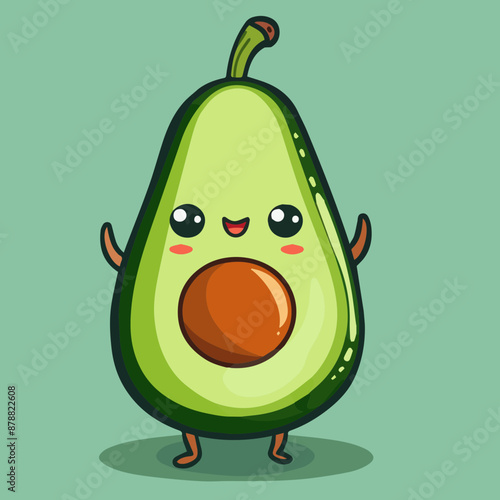 Cute Cartoon Avocado Food Character 