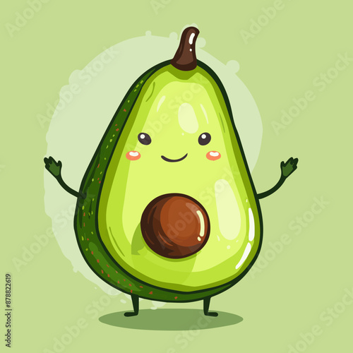 Cute Cartoon Avocado Food C...