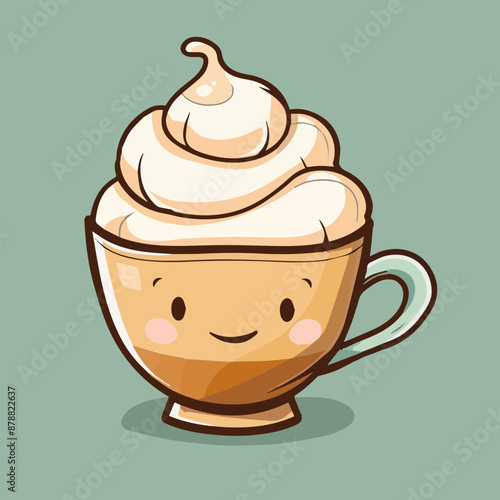 Cute Cartoon Cappuccino Food Character 