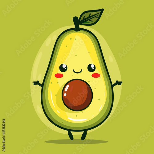 Cute Cartoon Avocado Food C...