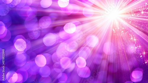 Enchanting purple light burst  abstract rays on dark background with pink and gold sparkles