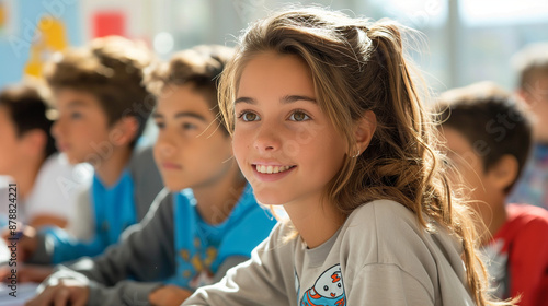 Engaged and happy students in the classroom