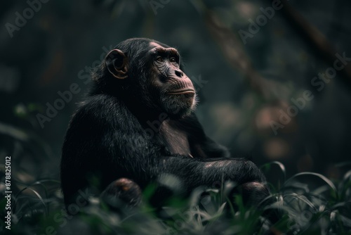 Common Chimpanzee, Macro,Left side view photo