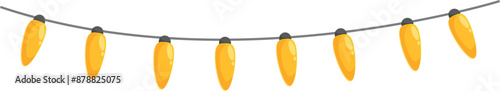 Yellow christmas lights hanging on a cable, giving a warm light, perfect for christmas decoration