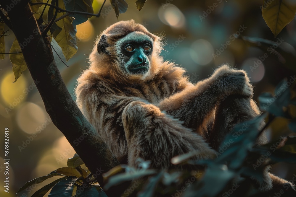Southern Hoolock Gibbon, Macro,Left side view Southern Hoolock Gibbon, Macro,Left side view