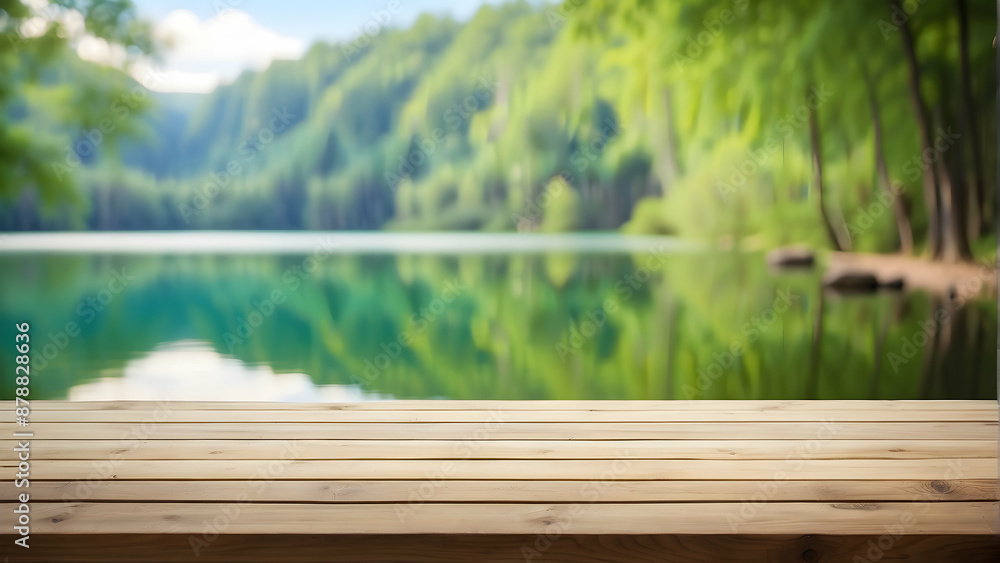 Wooden pier on a serene mountain lake Wooden pier on a serene mountain lake