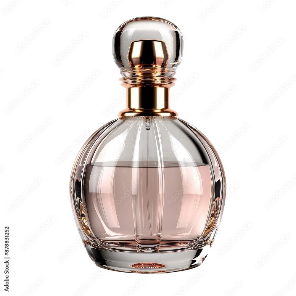 Elegant Perfume, Glass perfume bottle with gold accents, Luxury Fragrance on a transparent background. Elegant Perfume, Glass perfume bottle with gold accents, Luxury Fragrance on a transparent background.