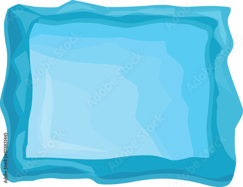 Cartoon style rectangular surface covered with ice or frozen water, creating a blank frame