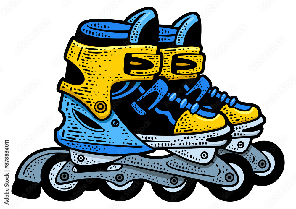 roller Skates color sketch engraving PNG illustration. T-shirt apparel print design. Scratch board imitation. Black and white hand drawn image. roller Skates color sketch engraving PNG illustration. T-shirt apparel print design. Scratch board imitation. Black and white hand drawn image.