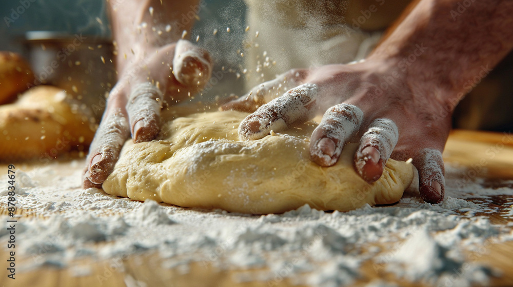 Fototapeta premium Expert Baker's Hands Kneading Perfect Dough