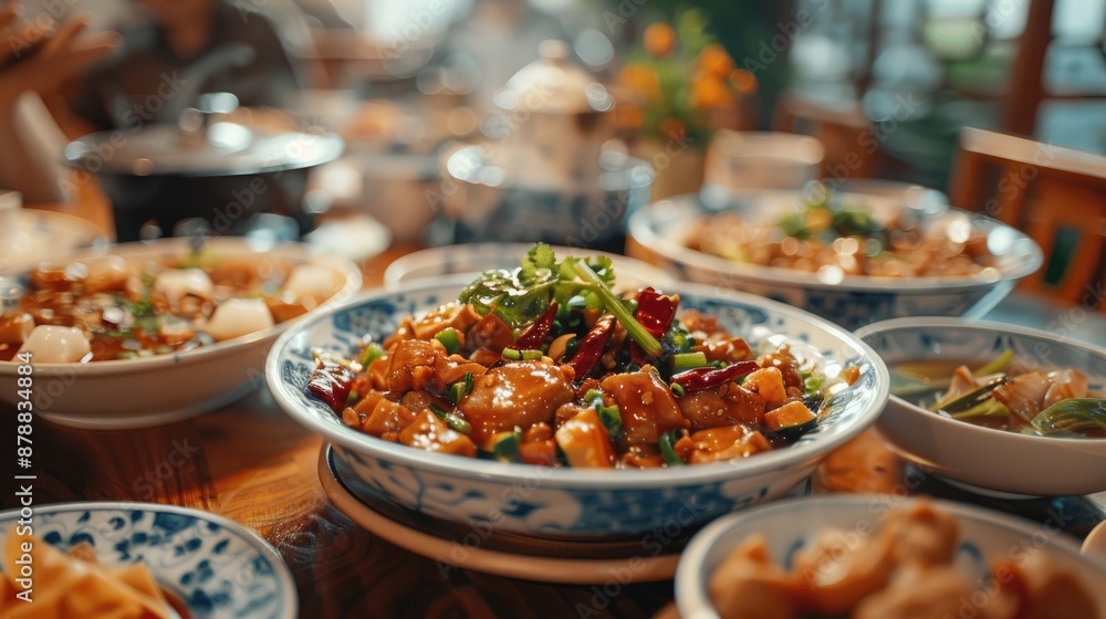 Obraz premium Cooking Chinese Cuisine at Home Asian Dish Presentation on Table Dining During Isolation Dim Cuisine Capture