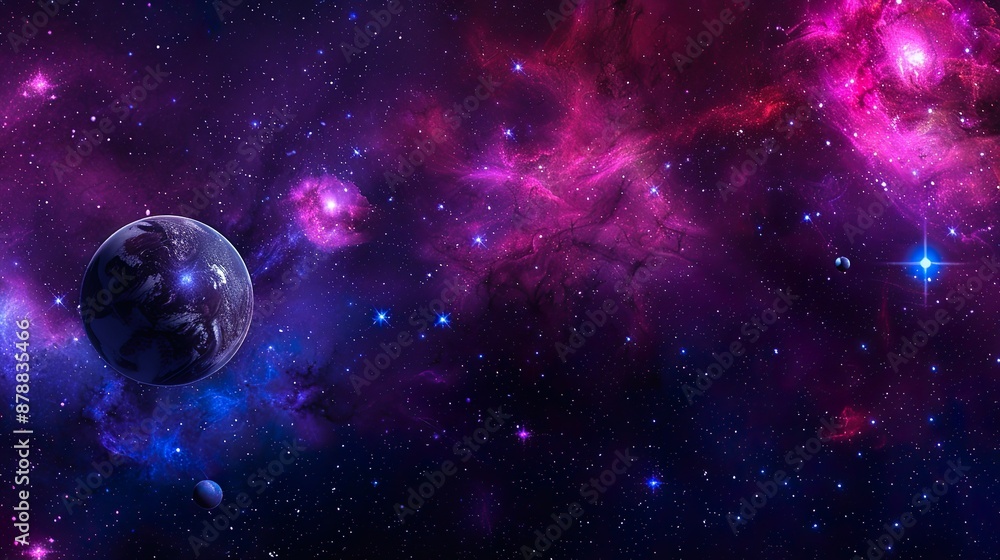 Fototapeta premium Mesmerizing Display of Purple and Pink Nebula in Deep Space