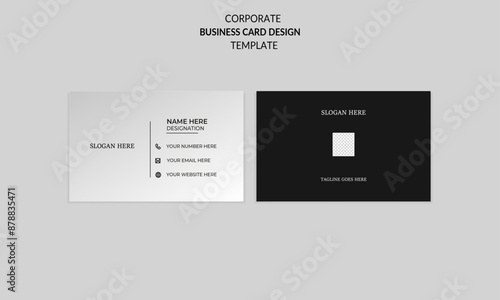 clean modern minimal creative corporate business card name card and visiting card design template with black color