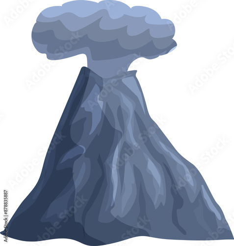 Large volcano erupting with ash cloud, geological disaster