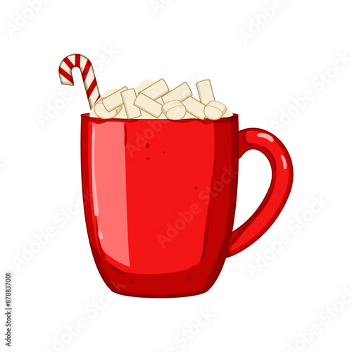cute marshmallow cup cartoon. food red, milk holiday, funny home cute marshmallow cup sign. isolated symbol vector illustration