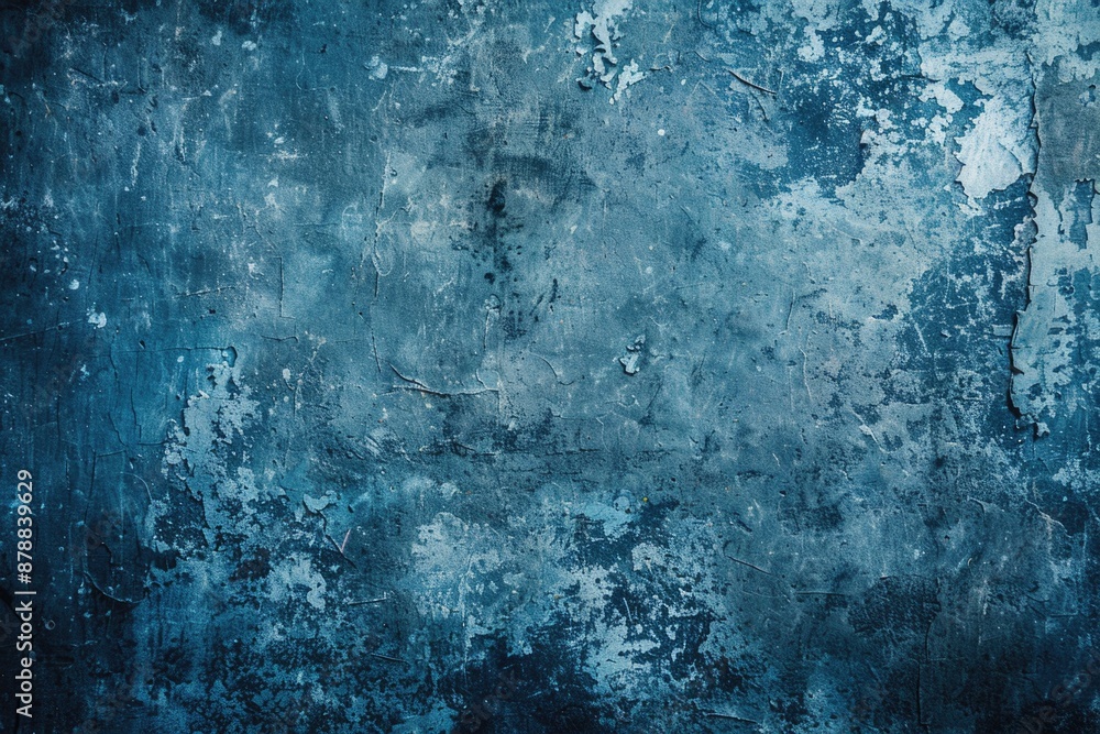 Fototapeta premium A worn-out blue wall with peeling paint, perfect for use in urban or distressed-themed designs