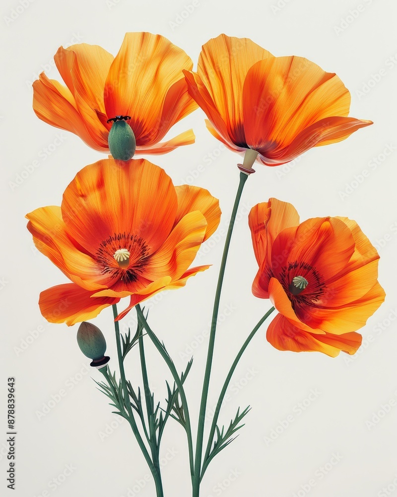 Fototapeta premium Delicate Orange Poppies in Full Bloom