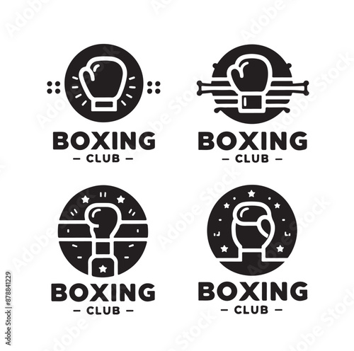Boxing club design element set vector illustration