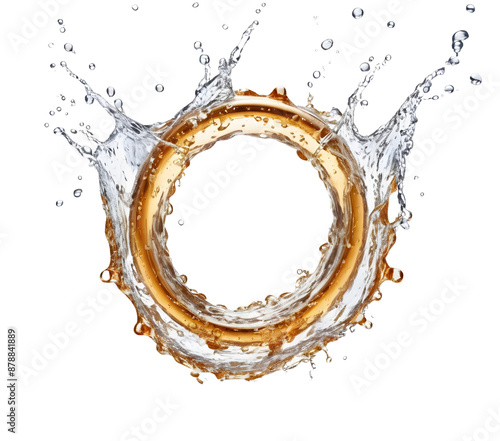3d water splashing ring isolated on transparent background. Splashing Ring. Water splashes. 