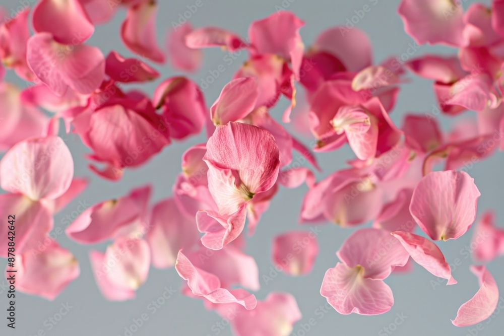 A bouquet of pink flowers suspended in mid-air, ideal for use in illustrations, designs and graphics A bouquet of pink flowers suspended in mid-air, ideal for use in illustrations, designs and graphics
