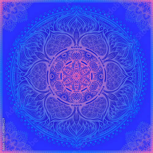 Vector ornamental mandala inspired ethnic art, patterned Indian paisley. Hand...