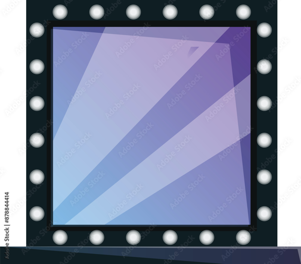 Square makeup mirror reflecting blue and purple gradient, perfect for beauty and makeup concepts Square makeup mirror reflecting blue and purple gradient, perfect for beauty and makeup concepts