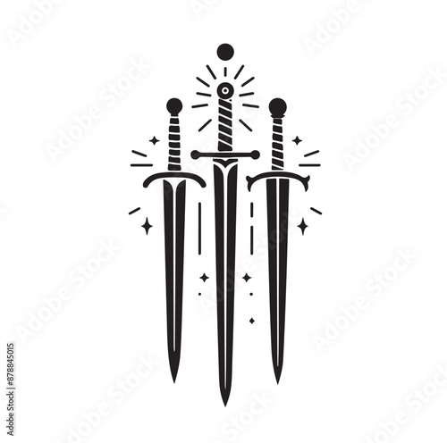 set of swords silhouettes vector illustration