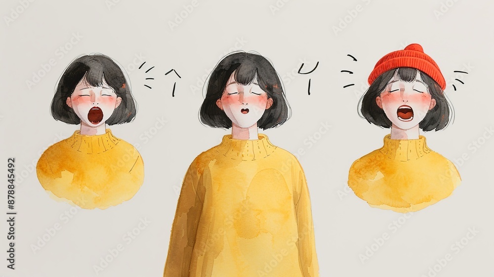 Emotional watercolor illustrations portraying a range of human emotions ...