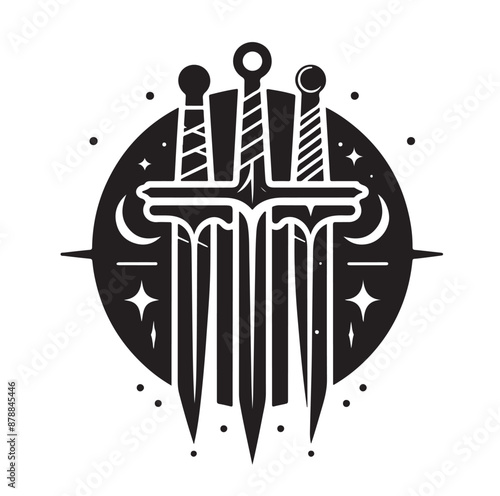 set of swords silhouettes vector illustration