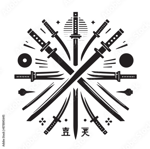 set of swords silhouettes vector illustration