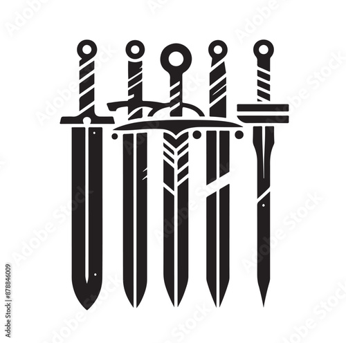 set of swords silhouettes vector illustration